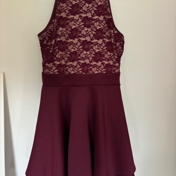 HONEY AND ROSIE PETITE DRESS LACE TOP MAROON SIZE 1 - Picture 3 of 6